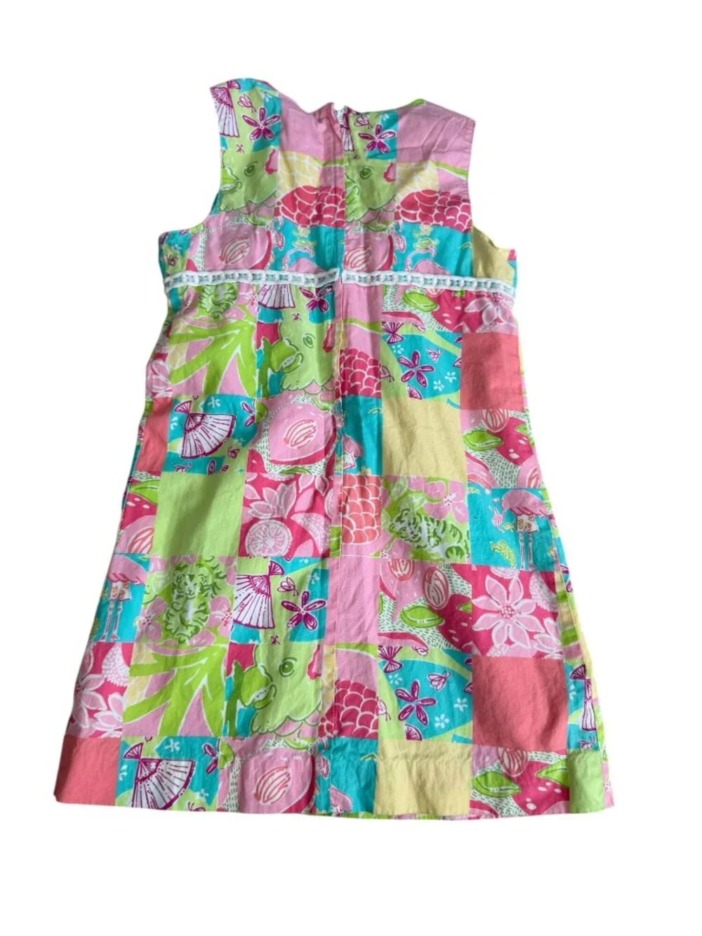 LILLY PULITZER Girls Vintage Multi Crazy Quilt Dress Size 8